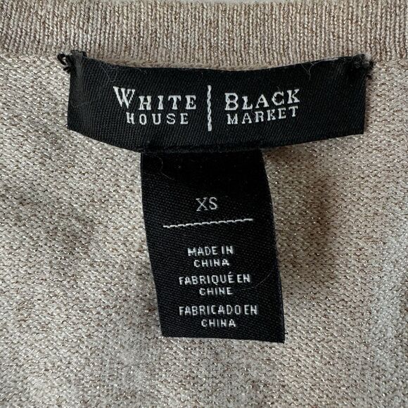 WHITE HOUSE BLACK MARKET WOMENS GOLD SEQUIN Snap Button Cardigan XS - Picture 3 of 13